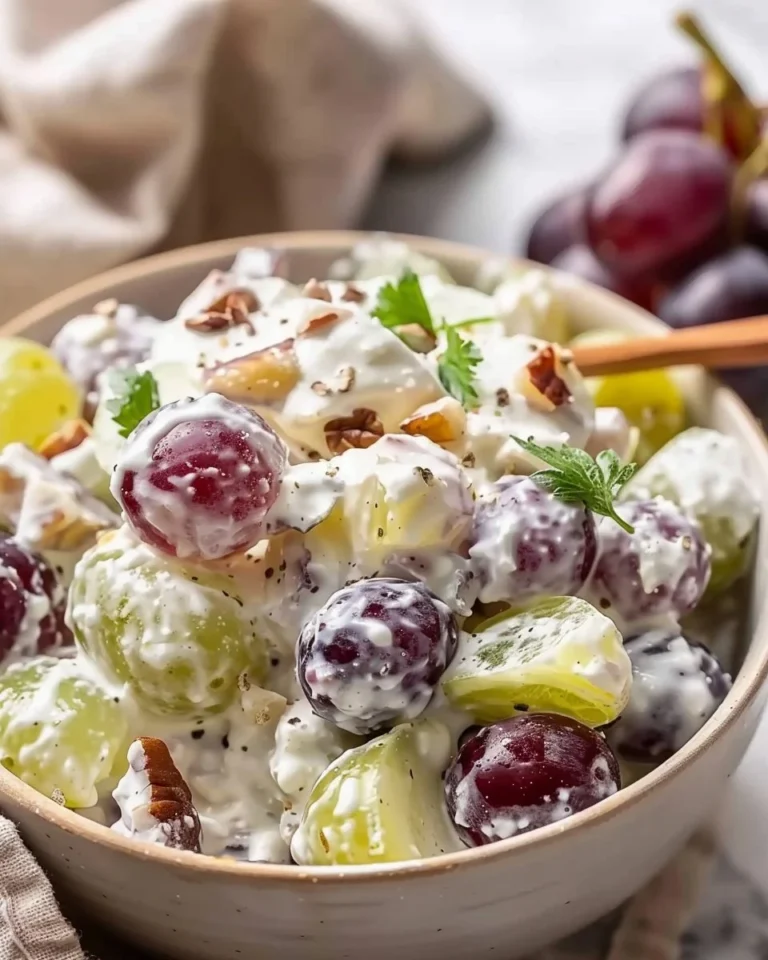 Creamy grape salad with fresh grapes and a creamy dressing