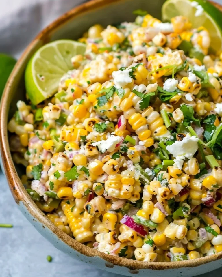 Bowl of healthy Mexican street corn salad with fresh ingredients