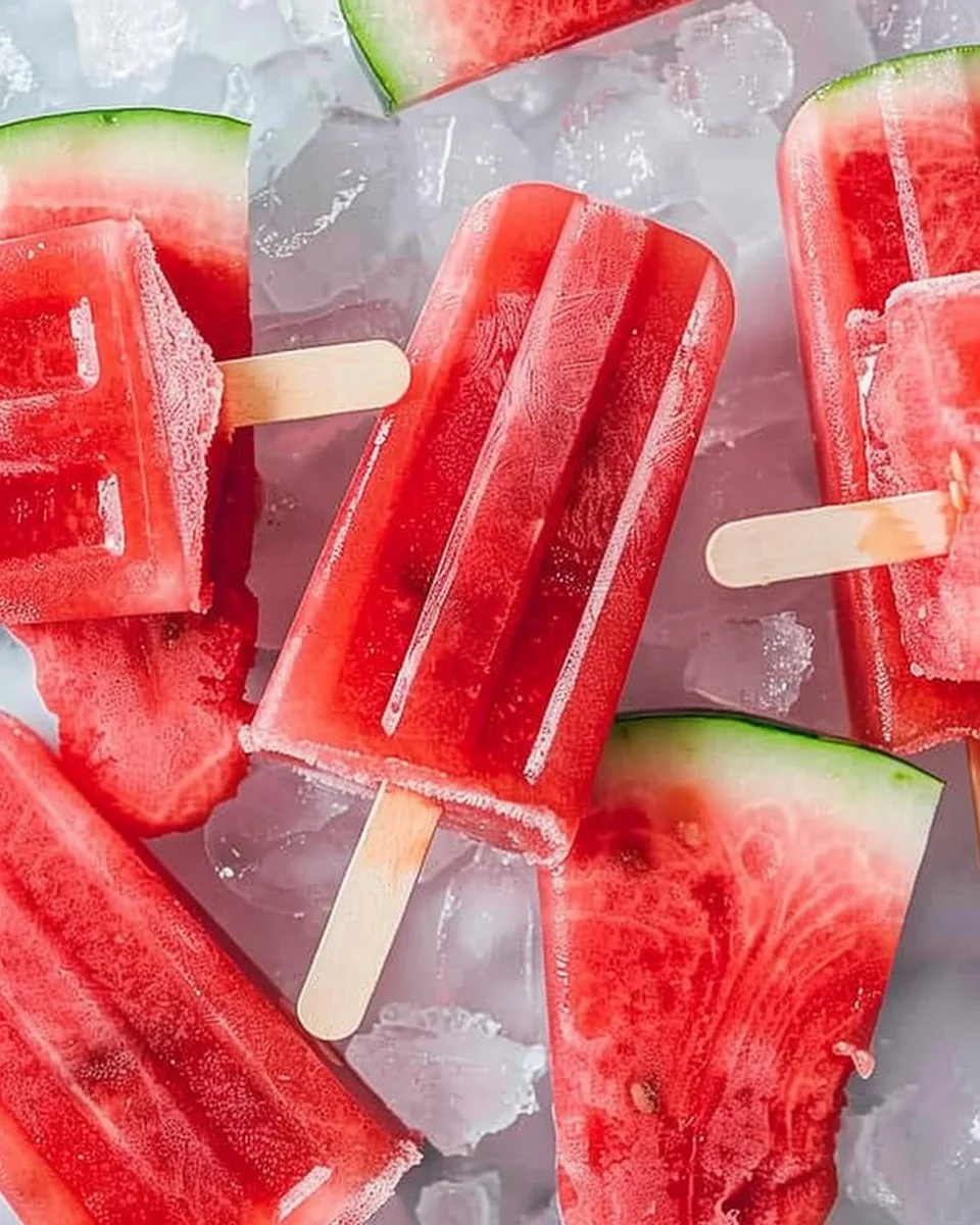 Delicious homemade watermelon popsicles on a sunny day
