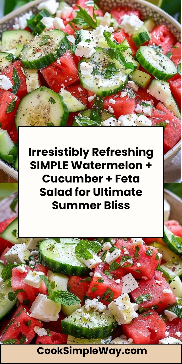 Simple Watermelon Cucumber Feta Salad