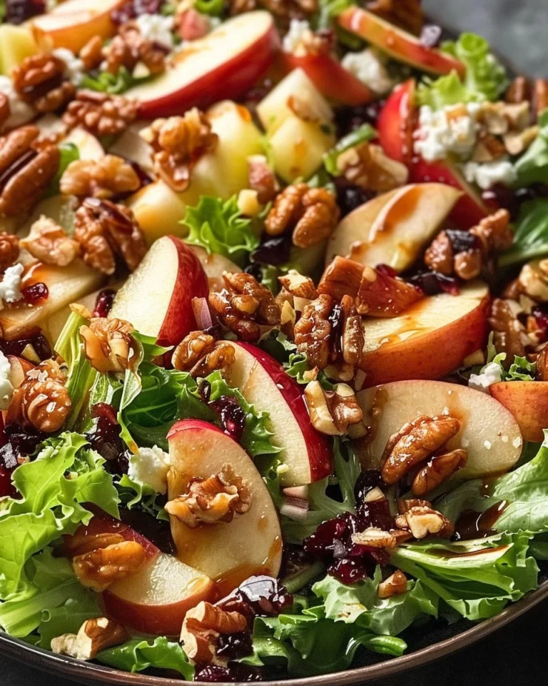A vibrant Apple Walnut Salad featuring fresh apples, walnuts, and greens.