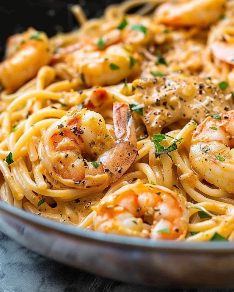 Creamy Bang Bang Shrimp Pasta served in a bowl with fresh parsley
