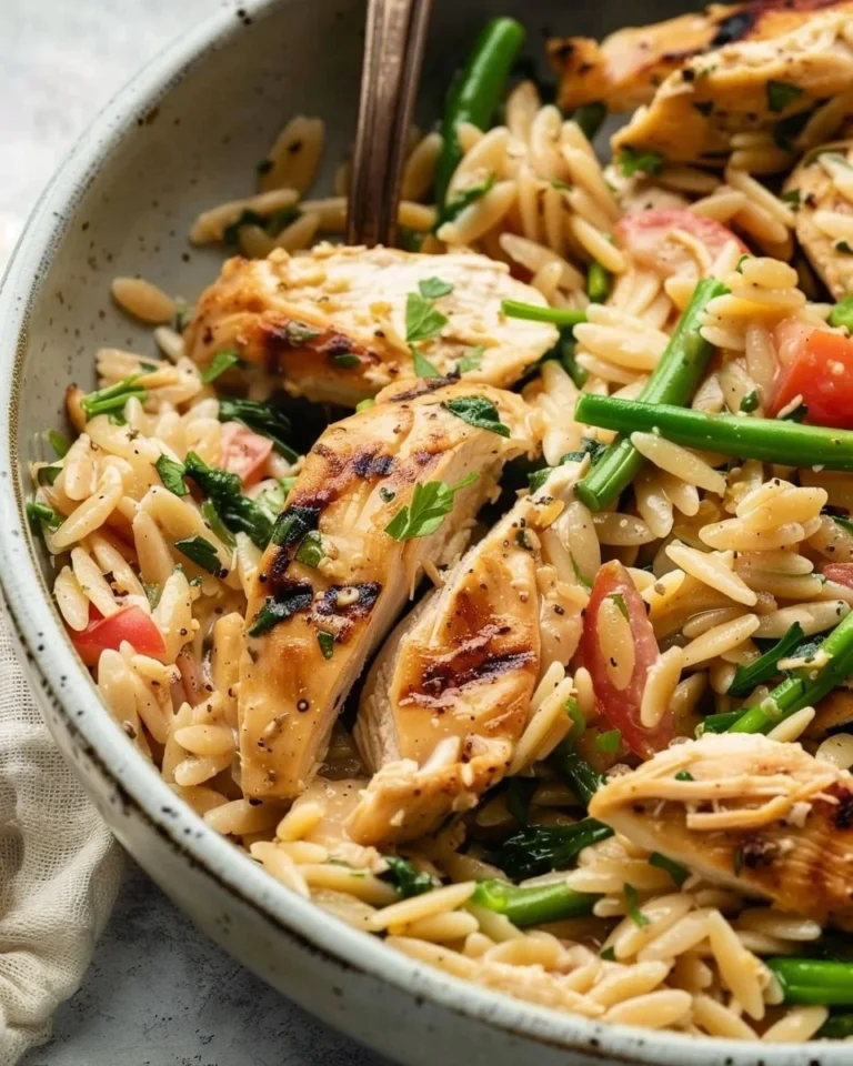 High protein chicken orzo dish, a quick 30-min power meal for muscle building