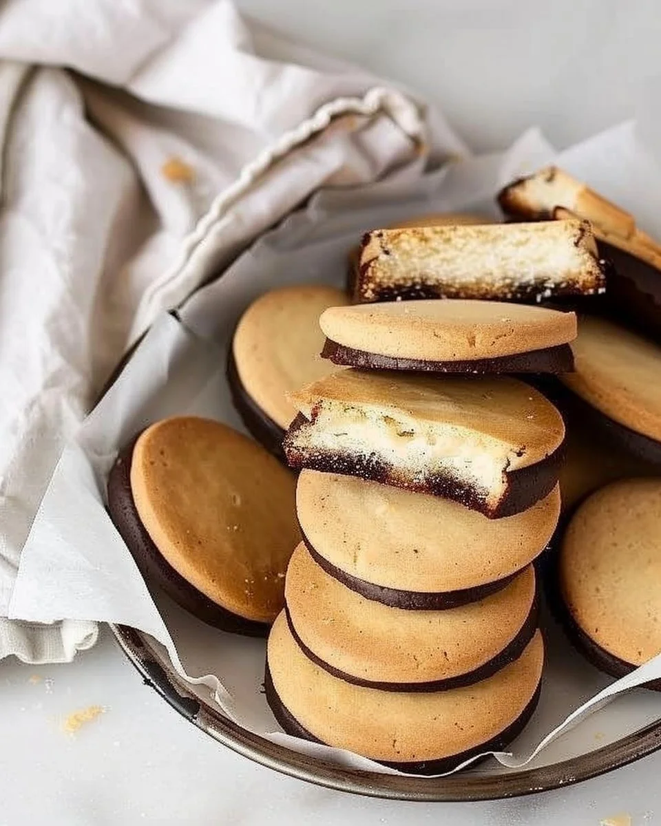 Delicious homemade Milano cookies arranged beautifully on a plate.