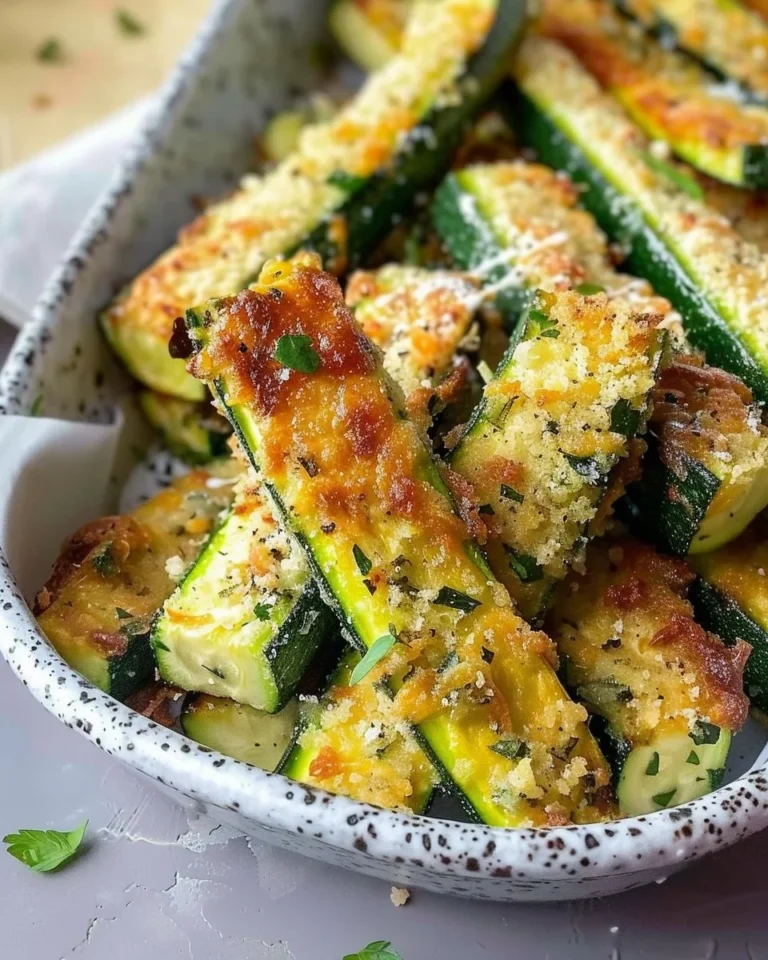 Crispy keto zucchini fries made with 5 simple ingredients