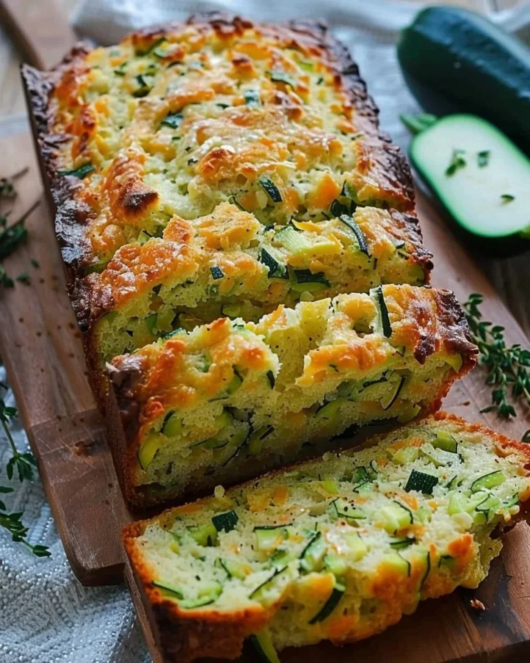 Delicious zucchini cheddar bread freshly baked with cheese and zucchini