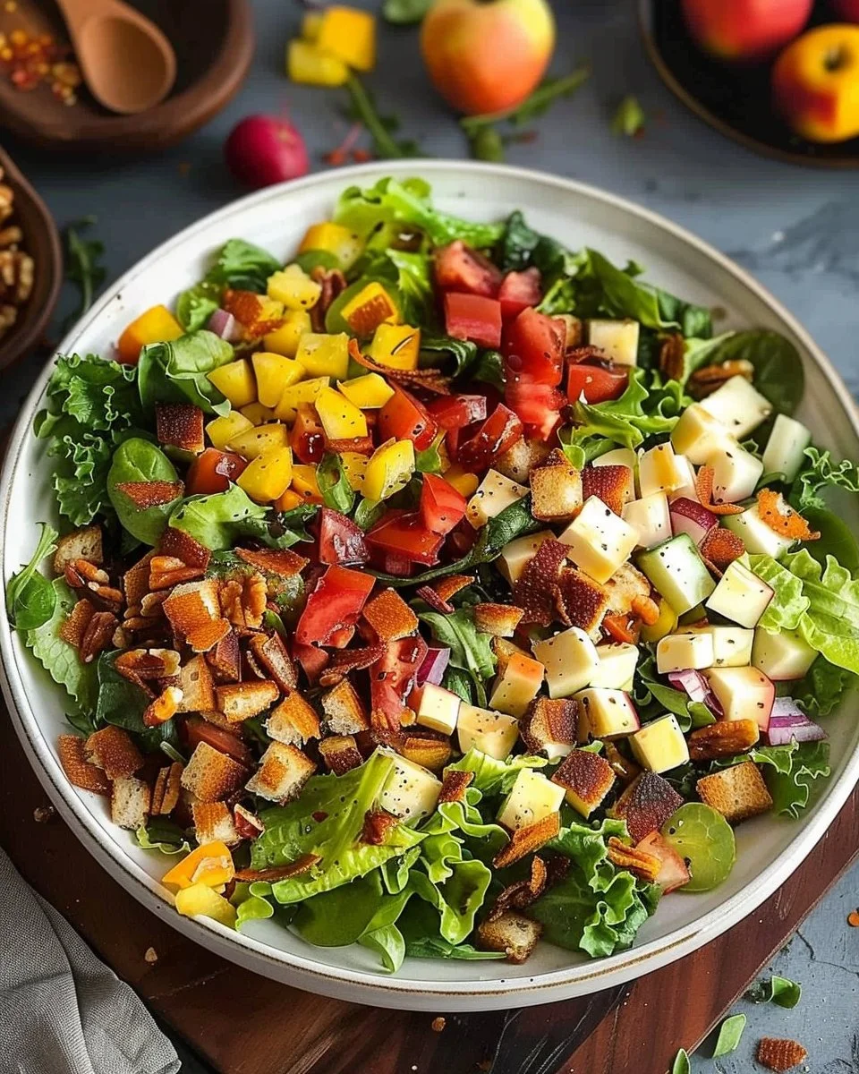 Colorful Autumn Chopped Salad with seasonal vegetables and dressing