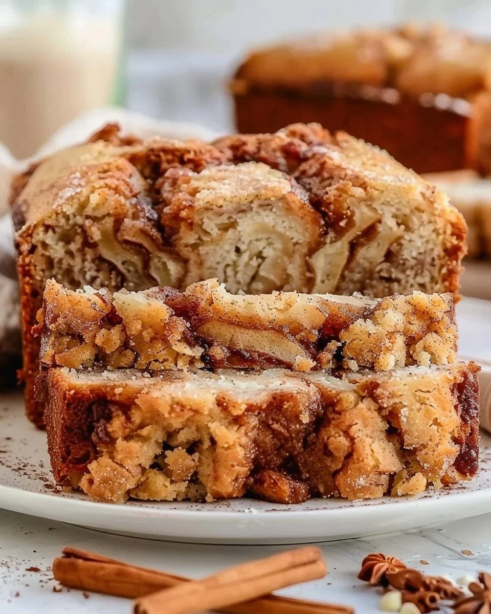 Delicious homemade cinnamon swirl apple bread fresh out of the oven